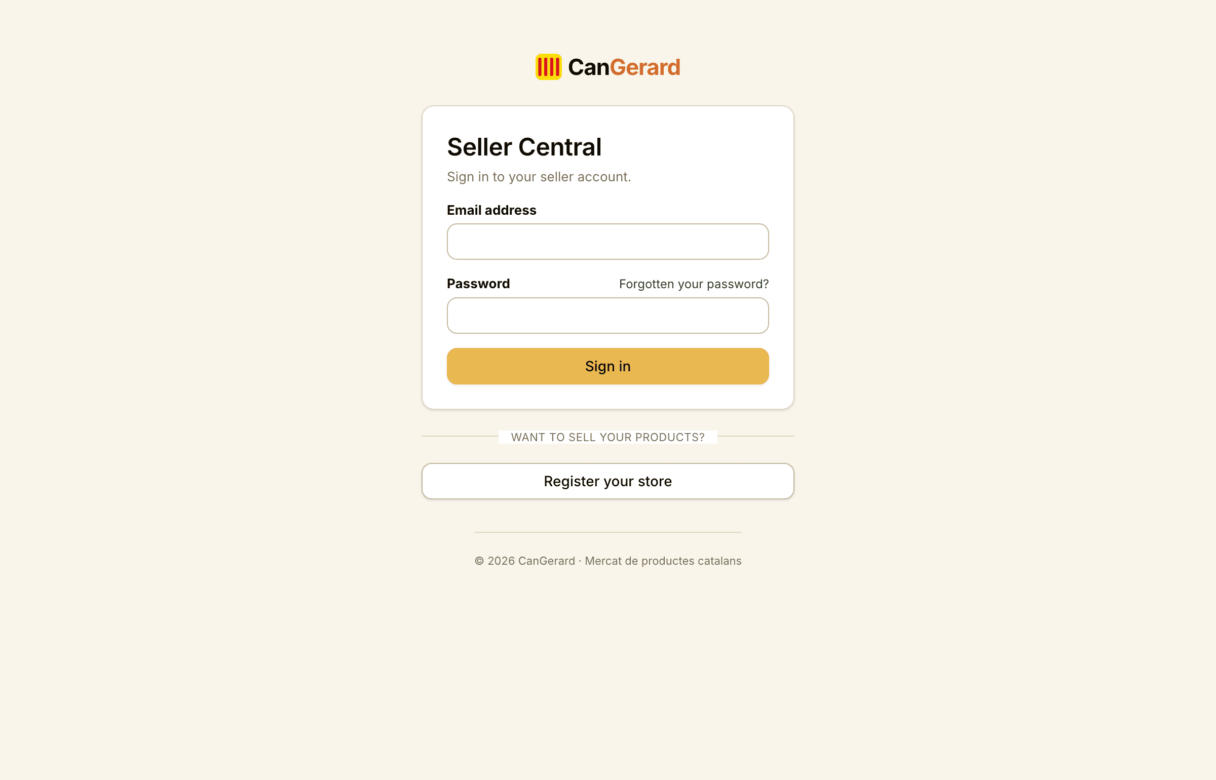 The Seller Central sign-in screen.